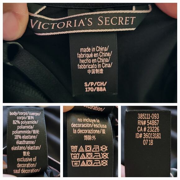 Victoria Secret Chemise Slip Dress Black Square Neck Bodycon Coquette Preppy - Picture 13 of 14